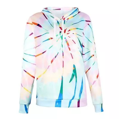 Buy Tops Jumper Hoodie Sweatshirt Rainbow Women's Pullover Long Sleeve Tie Dye Loose • 17.48£