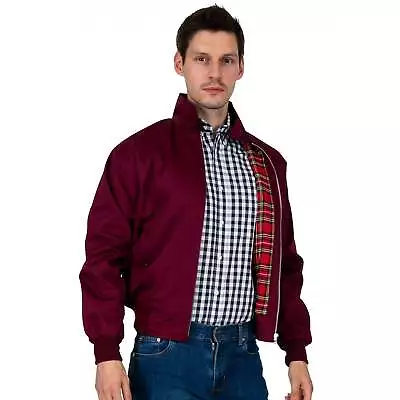 Buy Relco Classic Burgundy Harrington Jacket With Vintage Red Tartan Lining • 32.95£