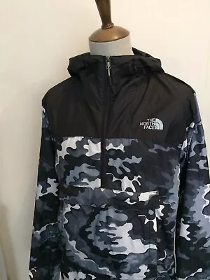 Buy The North Face Nylon Windwall Pull Over Jacket Size Large Camo Grey • 25£