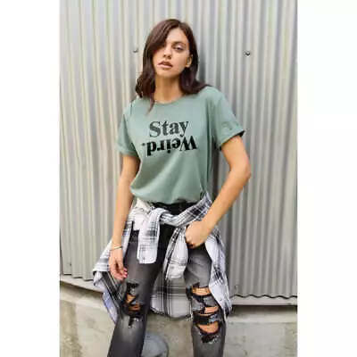 Buy Simply Love Full Size STAY WEIRD Short Sleeve T-Shirt • 52.46£