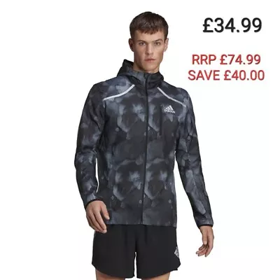 Buy Adidas Mens Marathon 3-Stripes 360 Reflectivity Running Hooded Jacket • 34.99£