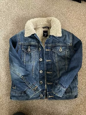Buy Gap Kids Sherpa Lined Denim Jacket With Metal Buttons Size Medium Unisex • 10£