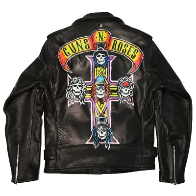 Buy Paradise City AXL Rose Guns N Roses Black Leather Jacket Motorcycle Jacket • 99.21£