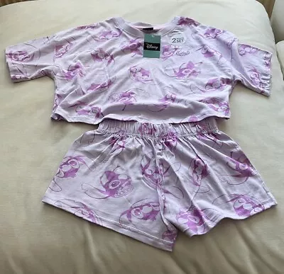 Buy Disney Lilo And Stitch Print Pyjamas 13-14Y Girls Nightwear Shorts Top • 11£