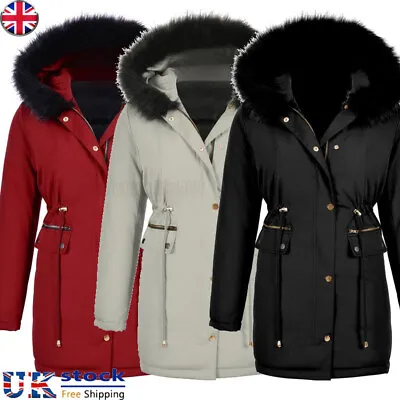 Buy Womens Quilted Parka Hooded Ladies Thick Winter Thin Coat Long Jacket Outwear UK • 22.58£