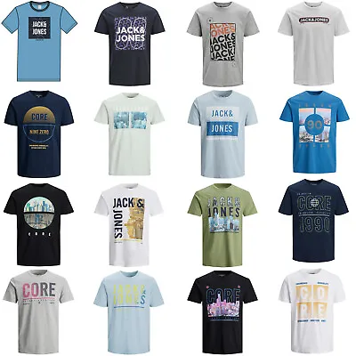 Buy Mens T-Shirt Slim Fit Jack & Jones Tee Core Chest Box Logo Print S/S Crew Neck • 5.98£