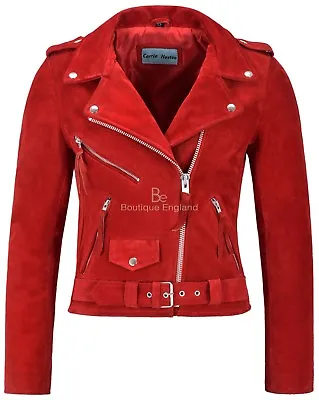 Buy Ladies Fringe BRANDO Suede Leather Jacket Biker Motorcycle Style Real MBF • 119.75£
