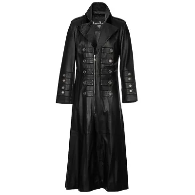 Buy Mens Black Full Length Leather Trench Coat Gothic Matrix Style Impero London • 285.99£