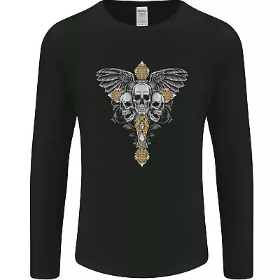 Buy An Ornate Moth Skull Mens Long Sleeve T-Shirt • 11.99£