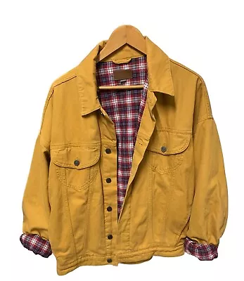 Buy Large L Oversized Yellow Mustard Denim Jacket  Vintage Retro Look Check ASOS • 19.99£