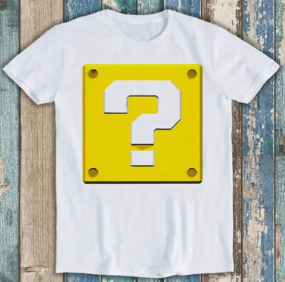 Buy Mario Question Mark Block Box Parody Retro Funny Gift Tee T Shirt M1294 • 6.35£