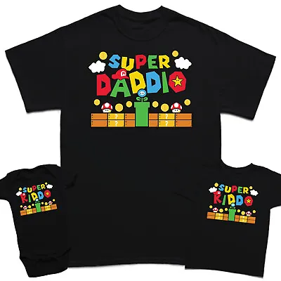 Buy Super Mario Daddio Gaming Fathers Day Kids Baby Matching T-Shirts Top #FD • 13.49£