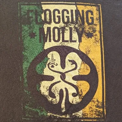 Buy Flogging Molly Irish Celtic Rock Band Shamrock T-Shirt XXL Gray Irish Flag • 15.13£