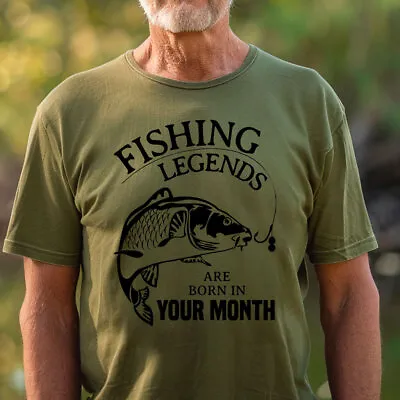 Buy Fishing Legends Are Born In Month T Shirt Fathers Day Christmas Birthday Gift • 14.99£