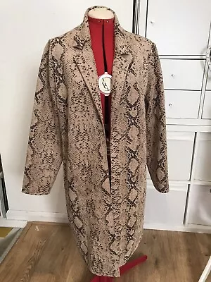 Buy M&Co Brown Snake Skin Print Long Line Jacket / Duster Coat 16 Long Sleeve • 9.99£