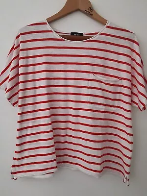 Buy ME + EM Red Stripe 'Oversized Box Tee' Cotton T-Shirt Size UK 12 * RRP £45.50 • 32.50£
