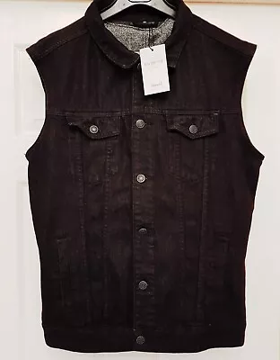 Buy Mens Black Denim Sleeveless Jacket • 12£