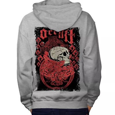 Buy Wellcoda Occult Religion Skull Mens Hoodie, Burial Design On The Jumpers Back • 25.99£