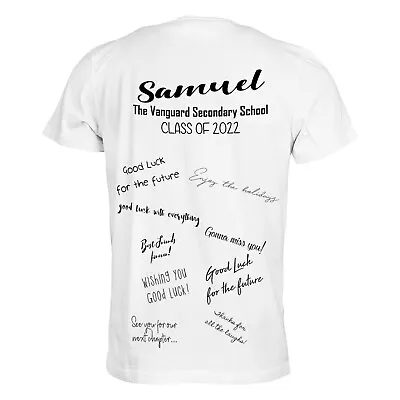 Buy Personalised School Leavers Printed On Back Of White T-Shirt • 9.99£