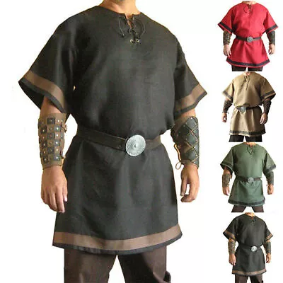 Buy Medieval Pirate Tops Shirt Cosplay Costume Renaissance Lace Up Men Fancy Clothes • 12.47£