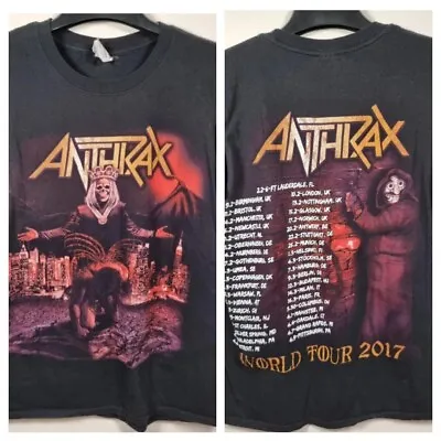 Buy Official Anthrax 2017 T Shirt World Tour Black With Backprint Gig Merch SMALL • 19.99£