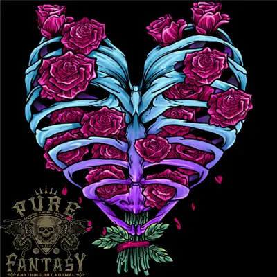 Buy A Gothic Heart With Roses Skull Mens Cotton T-Shirt Tee Top • 10.75£
