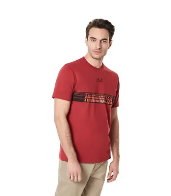 Buy Oakley Men TN Racing Center Sunset Stripe Sundried Tomato T Shirt Size 2XL • 10.49£