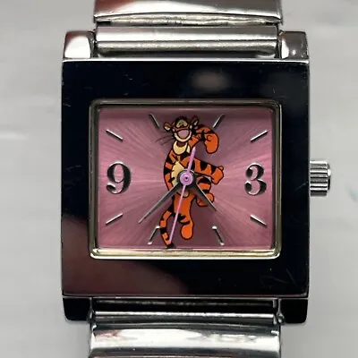 Buy Disney Tigger Watch SIIO Pink Square Working Metal Strap/Band New Battery RARE • 65£