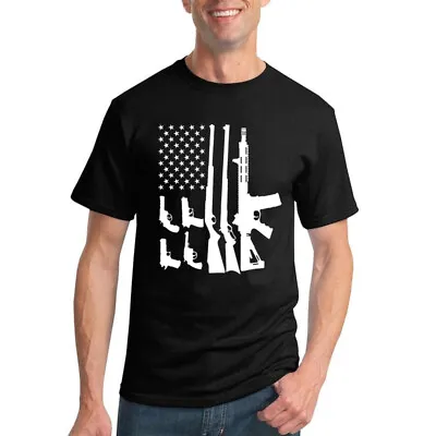 Buy Assorted Guns American Flag Men American Pride T Shirt 2nd Amendment USA T • 23.62£