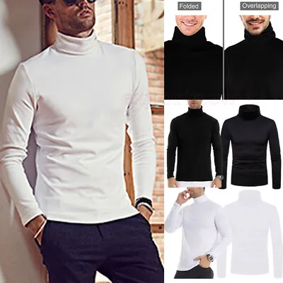 Buy Turtleneck Base T-Shirt For Mens Long Sleeves Comfort Fit Lot Utopia Wear Casual • 5.49£