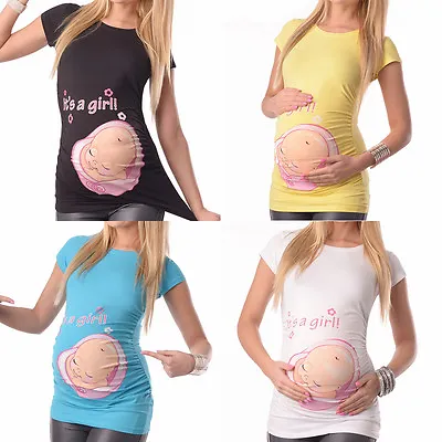 Buy It's A Girl-Adorable Slogan Cotton Printed Maternity Pregnancy Top T-shirt 2001d • 3.99£