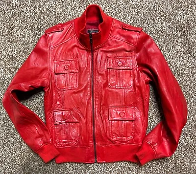 Buy BARA Red Leather Ladies Jacket UK Size 10 • 29£