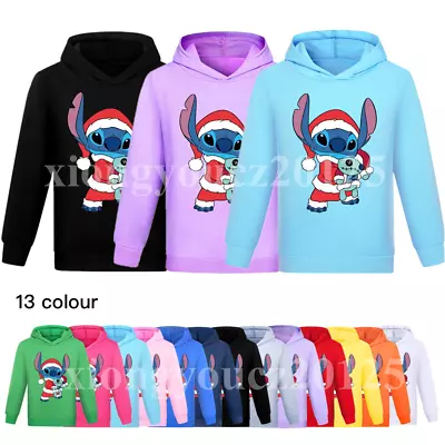 Buy Kids Boys Girls Lilo Stitch Christmas Hoodies Sweatshirt Long Sleeve Pullover UK • 8.07£