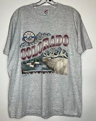 Buy Jerzees Shirt Tee L Large Multi CO Colorado Rocky Mountains Graphic VTG 1995 90s • 14.38£