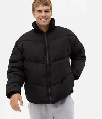 Buy NEW LOOK MEN Oversized Funnel Chevron Padded Jacket Black Size Xl • 24.99£