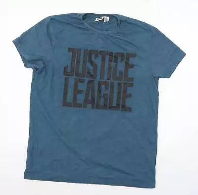 Buy Justice League Mens Blue Polyester T-Shirt Size L Round Neck • 7£