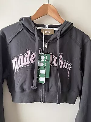 Buy Chuu Hoodie Size S 6-8 New Grey Cropped Zip Up Long Sleeve Student Teen Casual • 15£