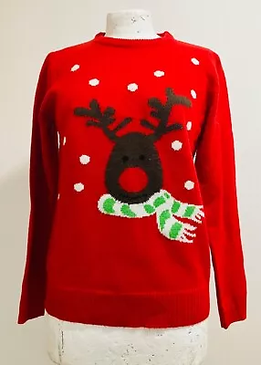 Buy CHRISTMAS Jumper Red Rudolph Reindeer Women’s 90s Jumper Size S 34.5 To 35.5” • 12.99£