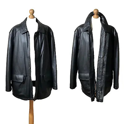 Buy Smarty  Switzerland Vintage Mens Black Leather Heavy Jacket Coat  Size XL - VGC • 60£