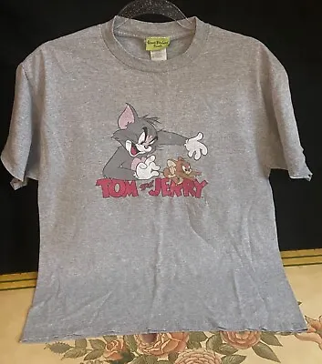 Buy Juniors Vtg Hanna Barbera Grey Tom & Jerry Graphic T-Shirt Size Medium • 7.57£