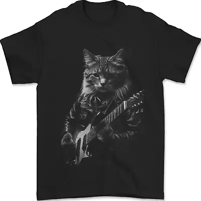 Buy Rock Cat With An Electric Guitar Mens T-Shirt 100% Cotton • 8.49£