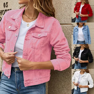 Buy NEW Womens Denim Jacket Jean Stretch Jackets Ladies Blue Size 8 10 12 14 16 • 15.09£