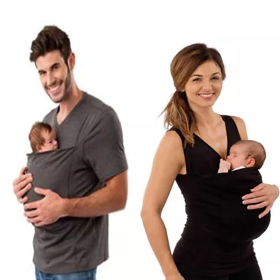Buy Men's /Woman Baby Sling Stretchy Wrap Carrier Pouch Infant Breastfeeding Vest • 9.18£