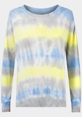 Buy Ladies Top Long Sleeve Pullover Tie Dye Brushed Soft Feel Small To 3XL Blue Rust • 8.99£