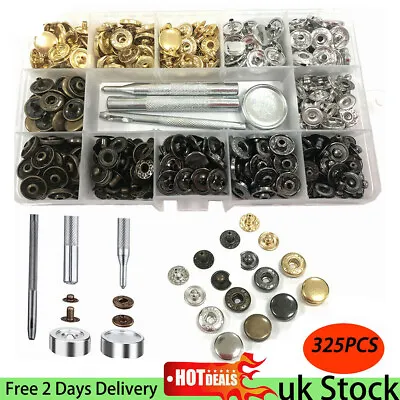 Buy 325Pcs Heavy Duty Snap Fasteners Press Studs Kit +Poppers Leather Button Tool UK • 6.69£