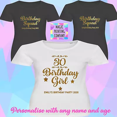 Buy Birthday Girl Personalised T-shirt Squad 18th 21st 30th 40th 50th 60th Ladies  • 12£
