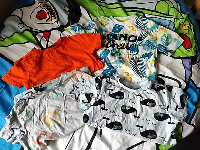 Buy Bundle Boys 4-5 Years T-shirts 4 Dino Whale Colourful Pattern Stars • 7£