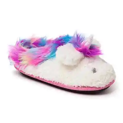 Buy Dearfoams Kids Girl's Size 13-1 Unicorn Slippers 3-D Slipper Shoes NEW • 21.68£