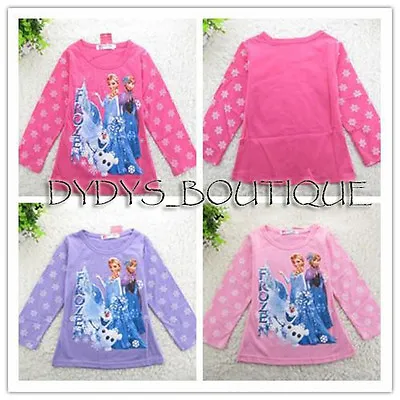 Buy Frozen Long Sleeve Spring T-shirts Children Shirt Anna Elsa Girls • 7.99£