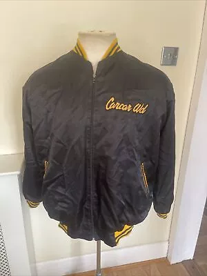 Buy Vintage Satin Black Gold Embroidered Bomber Jacket Retro Rockabilly Men’s L 48” • 19.99£